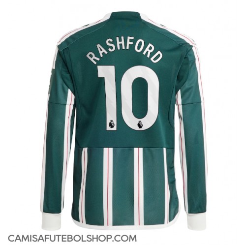 Camisa de time de futebol Manchester United Marcus Rashford #10 Replicas 2º Equipamento 2023-24 Manga Comprida